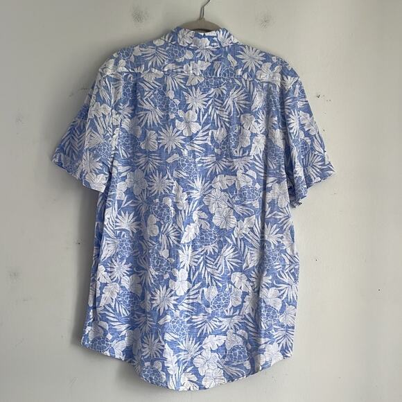Trunks linen cotton blend turtle Hawaiian print short sleeve shirts sz M - Picture 6 of 6